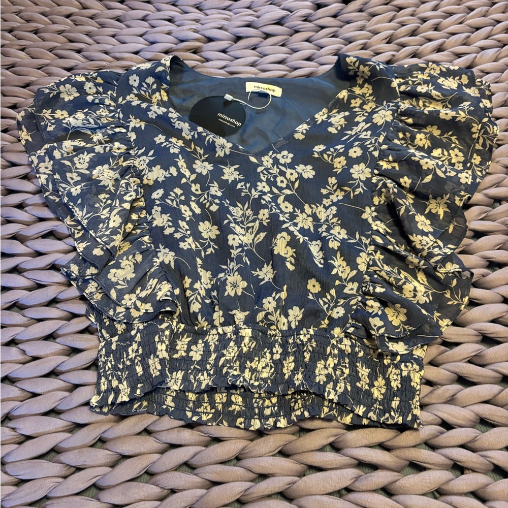 MITTOSHOP Floral Ruffle Blouse - NWT